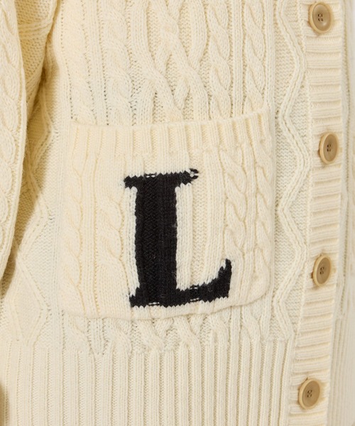 BARNYARDSTORM（バンヤードストーム）の「BARNYARDSTORM / ロゴケーブルカーデ【WEB限定カラー】（カーディガン/ボレロ・レディース・ブラック/オフホワイト/ブルー・FREE）」の14枚目の写真