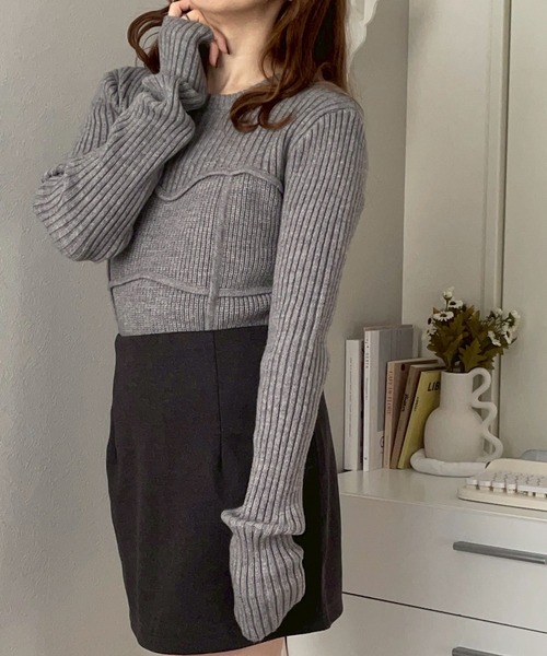 merrylatte（メリーラテ）の「アルパカタッチビスチェデザインニット【NOUA】（ニット/セーター・レディース・アイボリー/グレー・FREE）」の11枚目の写真