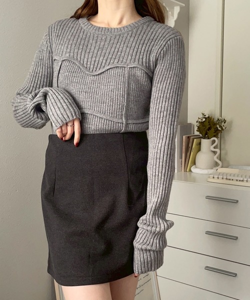 merrylatte（メリーラテ）の「アルパカタッチビスチェデザインニット【NOUA】（ニット/セーター・レディース・アイボリー/グレー・FREE）」の12枚目の写真