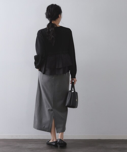 OPAQUE.CLIP（オペークドットクリップ）の「フリルドッキングニット【洗濯機OK】（ニット/セーター・レディース・ライトグレー/ブラック/ライトベージュ・38/40/42）」の10枚目の写真