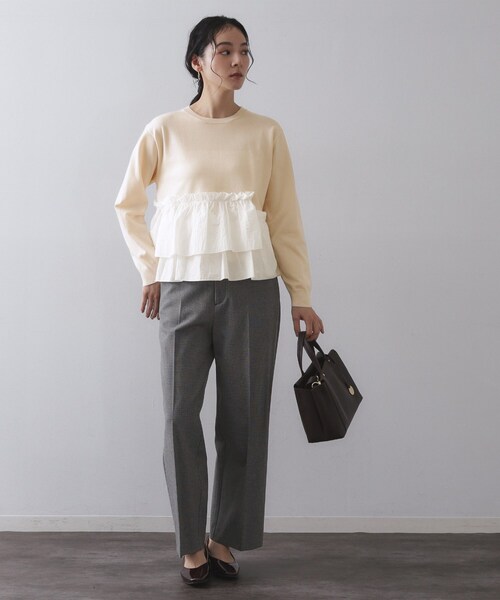 OPAQUE.CLIP（オペークドットクリップ）の「フリルドッキングニット【洗濯機OK】（ニット/セーター・レディース・ライトグレー/ブラック/ライトベージュ・38/40/42）」の13枚目の写真