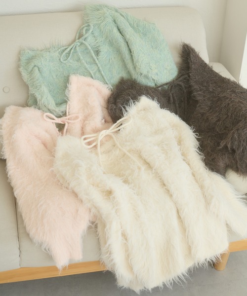 セール】2way shaggy v neck knit / 2WAYVシャギーVネックニット