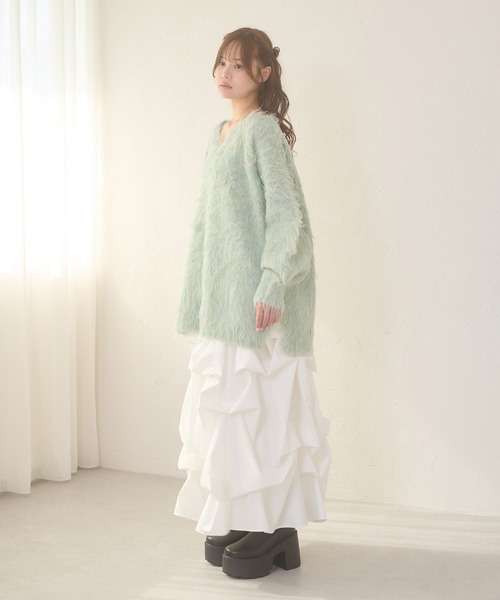 セール】2way shaggy v neck knit / 2WAYVシャギーVネックニット