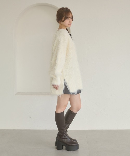 Ambre Neige（アンブルネージュ）の「2way shaggy v neck knit / 2WAYVシャギーVネックニット（ニット/セーター・レディース・グリーン/ダークブラウン/ベビーピンク/アイボリー・FREE）」の11枚目の写真