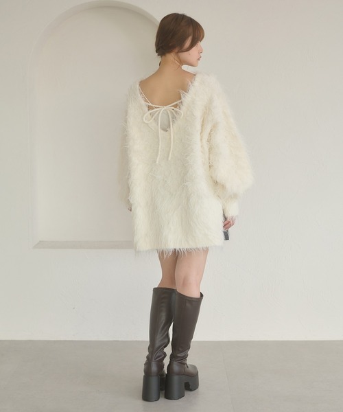 Ambre Neige（アンブルネージュ）の「2way shaggy v neck knit / 2WAYVシャギーVネックニット（ニット/セーター・レディース・グリーン/ダークブラウン/ベビーピンク/アイボリー・FREE）」の12枚目の写真