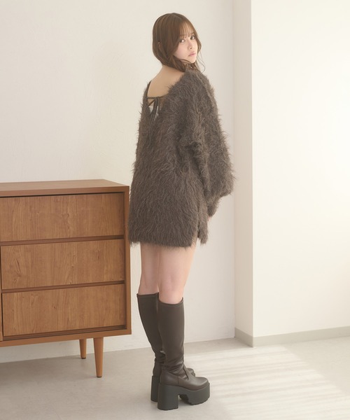 Ambre Neige（アンブルネージュ）の「2way shaggy v neck knit / 2WAYVシャギーVネックニット（ニット/セーター・レディース・グリーン/ダークブラウン/ベビーピンク/アイボリー・FREE）」の22枚目の写真
