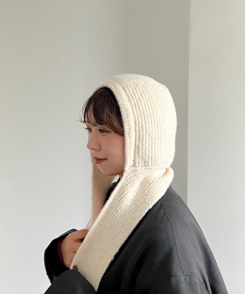 KNITフードマフラー /バラクラバ /フライトニットキャップ（マフラー