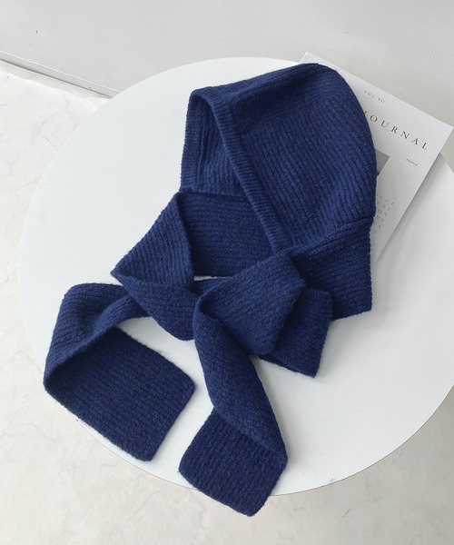 AS KNOW AS plus（アズノゥアズプラス）の「KNITフードマフラー /バラクラバ /フライトニットキャップ（マフラー・レディース・チャコールグレー/ブルー/アイボリー・FREE）」の13枚目の写真