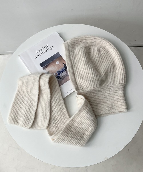 KNITフードマフラー /バラクラバ /フライトニットキャップ（マフラー