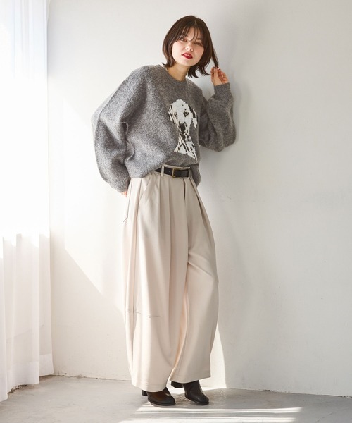 niko and...（ニコアンド）の「DOGアソートニットプルオーバー（ニット/セーター・レディース・アイボリー/グレー/ボルドー・MEDIUM/LARGE）」の4枚目の写真