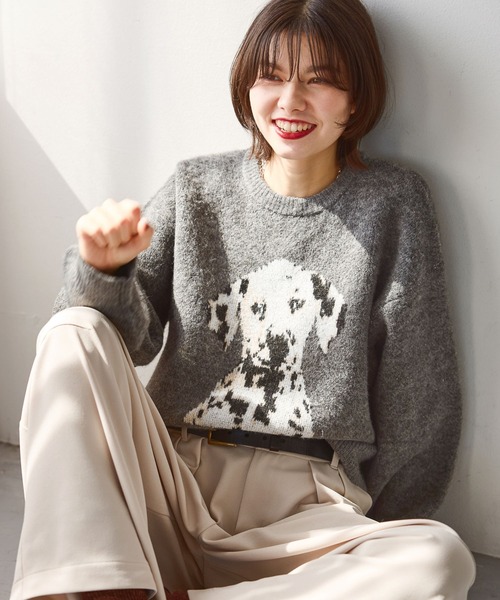 niko and...（ニコアンド）の「DOGアソートニットプルオーバー（ニット/セーター・レディース・アイボリー/グレー/ボルドー・MEDIUM/LARGE）」の6枚目の写真