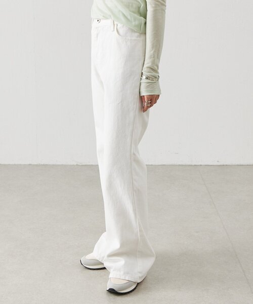 美品 完売品 BEARDSLEY デニムプルオーバー ホワイト レディース セミワイド ホワイト デニムパンツ【EDWIN別注】通販 [0205