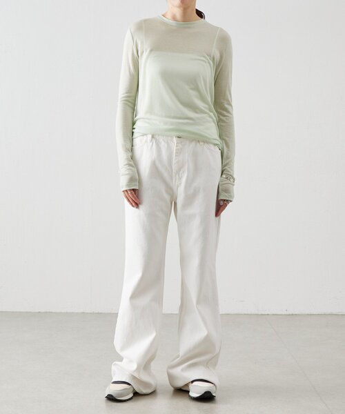 セール】《LEVAR》裾フレアジーンズ（ホワイト）（デニムパンツ