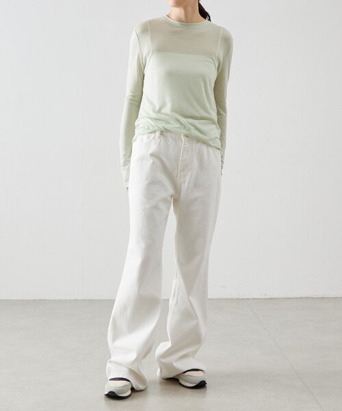 セール】《LEVAR》裾フレアジーンズ（ホワイト）（デニムパンツ