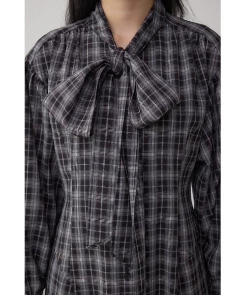 AZUL by moussy（アズールバイマウジー）の「チェックボウタイワンピース（ワンピース・レディース・ブラウン系その他/ブラック系その他・SMALL/MEDIUM）」の8枚目の写真