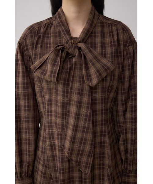 AZUL by moussy（アズールバイマウジー）の「チェックボウタイワンピース（ワンピース・レディース・ブラウン系その他/ブラック系その他・SMALL/MEDIUM）」の17枚目の写真