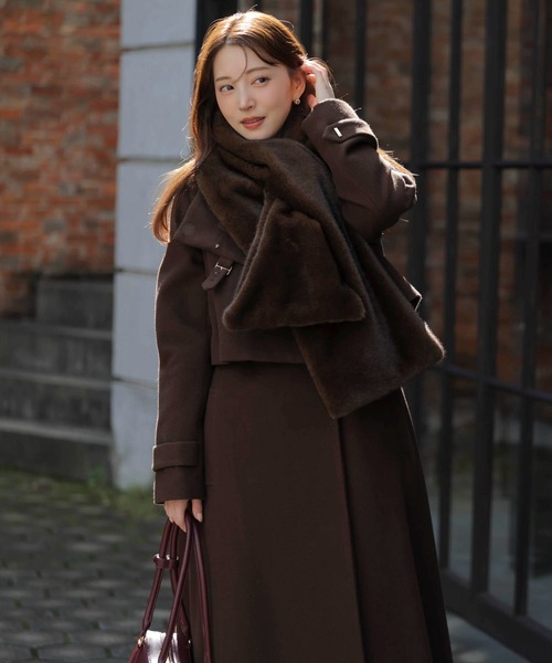 NOELA（ノエラ）の「２ＷＡＹスタンドカラーウールコート（トレンチコート・レディース・オフホワイト/ダークブラウン/キャメル・S/M）」の2枚目の写真