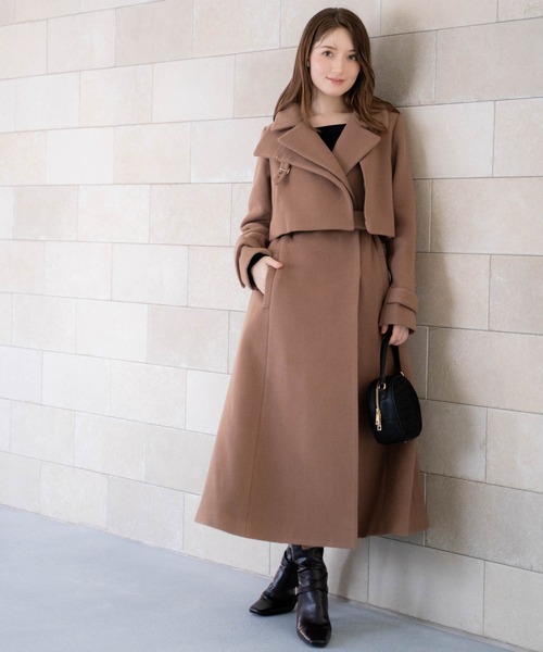 NOELA（ノエラ）の「２ＷＡＹスタンドカラーウールコート（トレンチコート・レディース・オフホワイト/ダークブラウン/キャメル・S/M）」の7枚目の写真