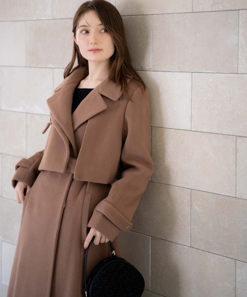 NOELA（ノエラ）の「２ＷＡＹスタンドカラーウールコート（トレンチコート・レディース・オフホワイト/ダークブラウン/キャメル・S/M）」の4枚目の写真