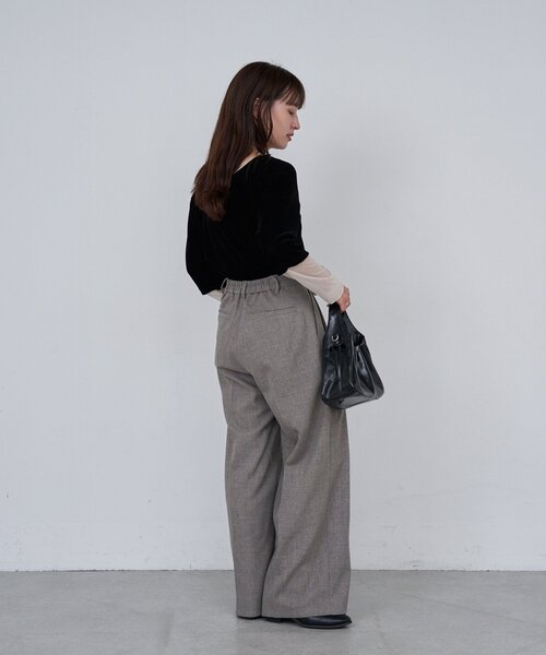 Kastane(カスタネ)の「【一部店舗限定/セットアップ対応/2サイズ展開/低身長サイズ】B ウエストリボンイージースラックス(スラックス・レディース・ブラック/ベージュ・1/0)」の6枚目の写真