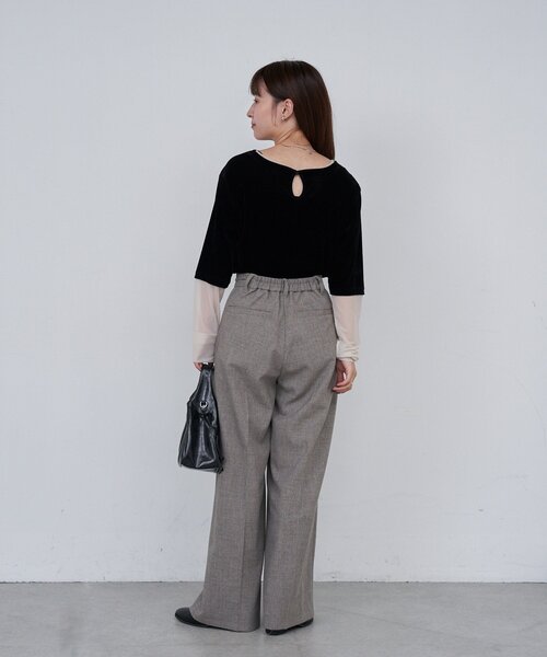 Kastane(カスタネ)の「【一部店舗限定/セットアップ対応/2サイズ展開/低身長サイズ】B ウエストリボンイージースラックス(スラックス・レディース・ブラック/ベージュ・1/0)」の7枚目の写真