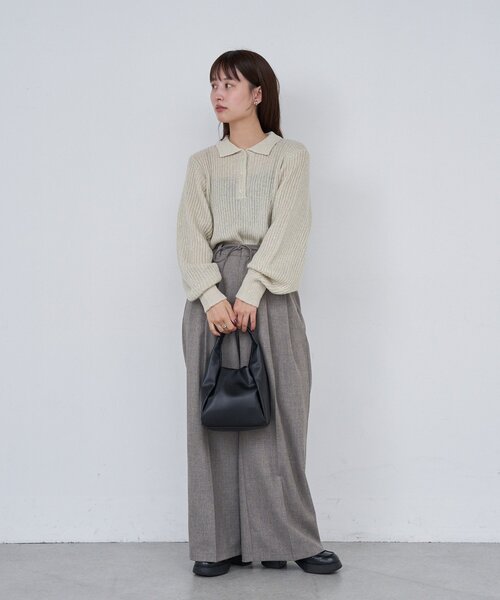 Kastane(カスタネ)の「【一部店舗限定/セットアップ対応/2サイズ展開/低身長サイズ】B ウエストリボンイージースラックス(スラックス・レディース・ブラック/ベージュ・1/0)」の11枚目の写真