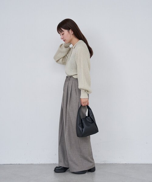 Kastane(カスタネ)の「【一部店舗限定/セットアップ対応/2サイズ展開/低身長サイズ】B ウエストリボンイージースラックス(スラックス・レディース・ブラック/ベージュ・1/0)」の12枚目の写真