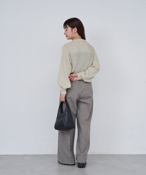 Kastane(カスタネ)の「【一部店舗限定/セットアップ対応/2サイズ展開/低身長サイズ】B ウエストリボンイージースラックス(スラックス・レディース・ブラック/ベージュ・1/0)」の13枚目の写真