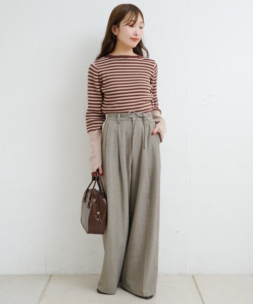 Kastane(カスタネ)の「【一部店舗限定/セットアップ対応/2サイズ展開/低身長サイズ】B ウエストリボンイージースラックス(スラックス・レディース・ブラック/ベージュ・1/0)」の14枚目の写真