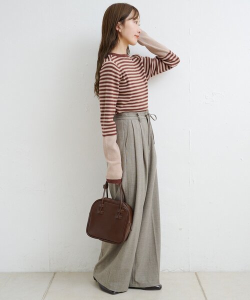 Kastane(カスタネ)の「【一部店舗限定/セットアップ対応/2サイズ展開/低身長サイズ】B ウエストリボンイージースラックス(スラックス・レディース・ブラック/ベージュ・1/0)」の15枚目の写真