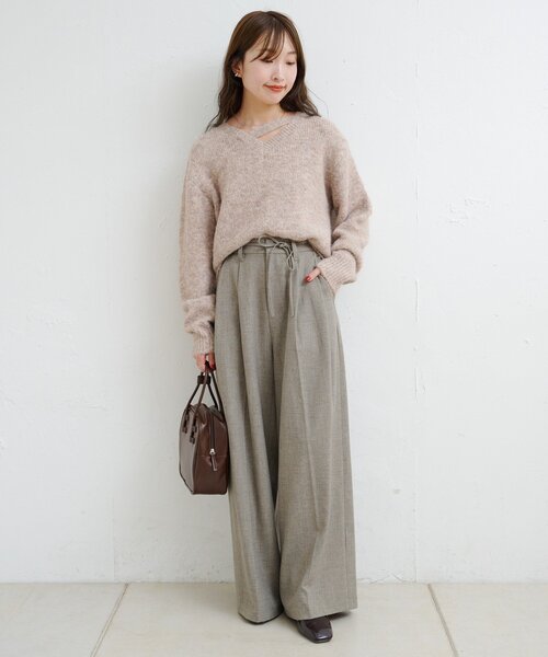 Kastane(カスタネ)の「【一部店舗限定/セットアップ対応/2サイズ展開/低身長サイズ】B ウエストリボンイージースラックス(スラックス・レディース・ブラック/ベージュ・1/0)」の17枚目の写真