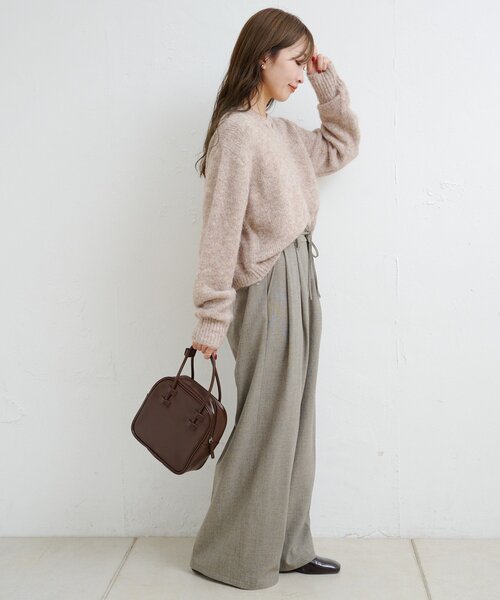 Kastane(カスタネ)の「【一部店舗限定/セットアップ対応/2サイズ展開/低身長サイズ】B ウエストリボンイージースラックス(スラックス・レディース・ブラック/ベージュ・1/0)」の18枚目の写真