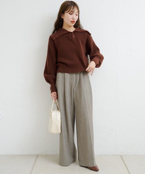 Kastane(カスタネ)の「【一部店舗限定/セットアップ対応/2サイズ展開/低身長サイズ】B ウエストリボンイージースラックス(スラックス・レディース・ブラック/ベージュ・1/0)」の22枚目の写真