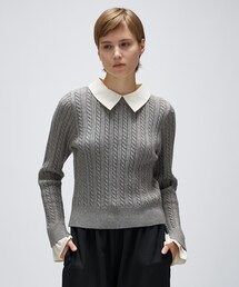 cloenc | 2wayバイカラーミニケーブルニット(ニット/セーター)