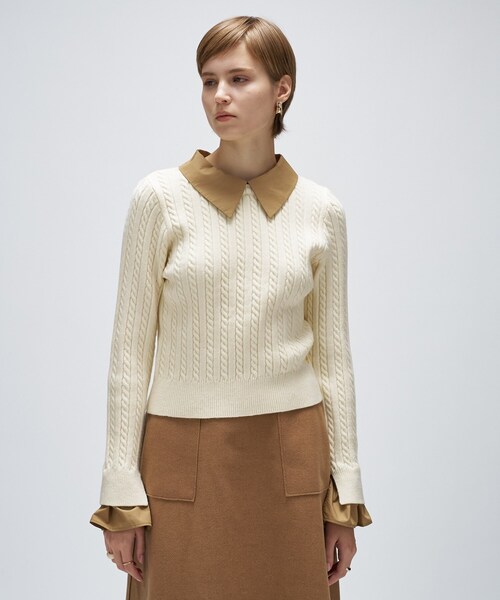 セール】2wayバイカラーミニケーブルニット（ニット/セーター