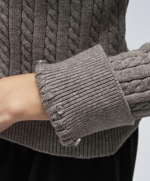 セール】2wayバイカラーミニケーブルニット（ニット/セーター