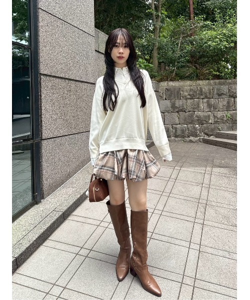 LILY BROWN ニットドッキングバルーンワンピース ivory ニットドッキングバルーンワンピース（ワンピース）｜LILY BROWN