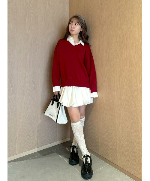 セール】ニットドッキングバルーンワンピース（ワンピース）｜LILY