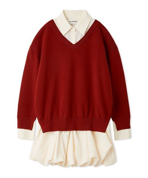 LILY BROWN ニットドッキングバルーンワンピース ニットドッキングバルーンワンピース（ワンピース）｜LILY BROWN