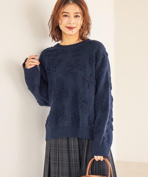 studio CLIP（スタディオクリップ）の「7ゲージパイルジャガード花柄ニットプルオーバー（ニット/セーター・レディース・ライトブルー/その他7/その他8/ライトグレー/モカ/ネイビー・FREE）」の4枚目の写真