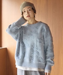 PAM　総柄　ニット　プルオーバー　コットン100　花柄　マーブル　マルチカラー PAM 総柄 ニット プルオーバー コットン100 花柄 マーブル