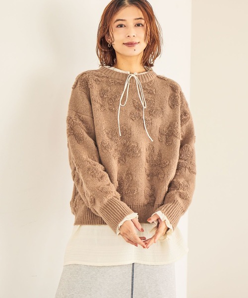 セール】7ゲージパイルジャガード花柄ニットプルオーバー（ニット