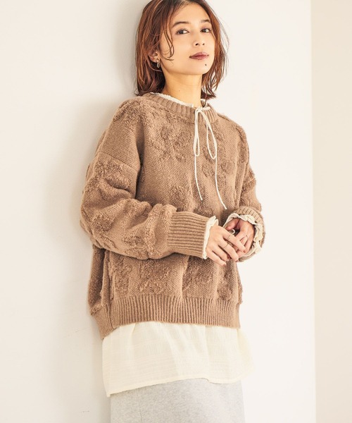 studio CLIP（スタディオクリップ）の「7ゲージパイルジャガード花柄ニットプルオーバー（ニット/セーター・レディース・ライトブルー/その他7/その他8/ライトグレー/モカ/ネイビー・FREE）」の9枚目の写真