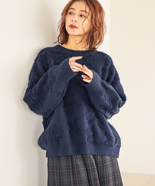 セール】7ゲージパイルジャガード花柄ニットプルオーバー（ニット