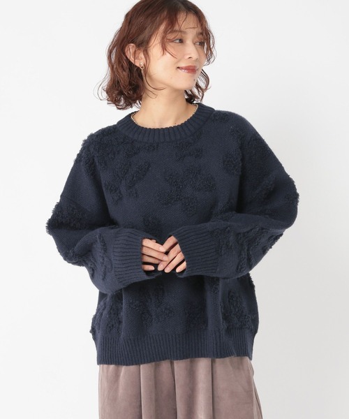 セール】7ゲージパイルジャガード花柄ニットプルオーバー（ニット