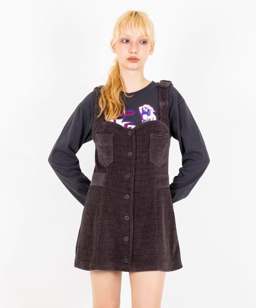 HYSTERIC GLAMOUR(ヒステリックグラマー)の「コーデュロイジャンパースカート(ワンピース・レディース・チャコールグレー/パープル/カーキ・FREE)」の6枚目の写真