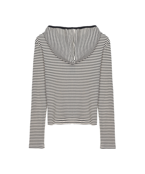 NICK&NICOLE(ニックアンドニコール)の「HOODY MINIMALISM STRIPE SLIM TOP_IVORY(パーカー・レディース・その他・LARGE/MEDIUM)」の5枚目の写真