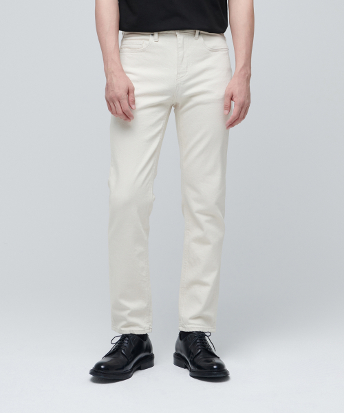 CALIKスリムクロップドデニムパンツ[クリーム]