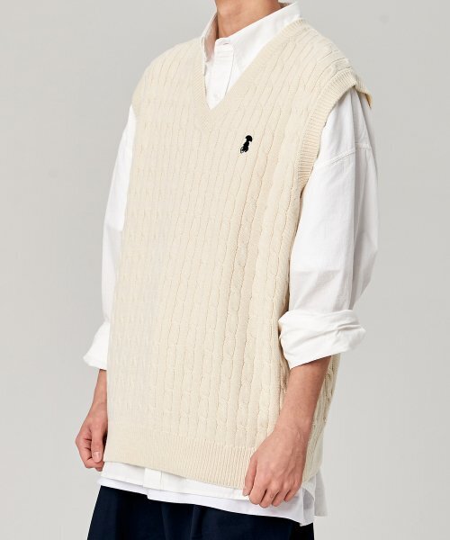 pois ポワ　knit vest　ニットベスト ivory アイボリー pois ポワ knit vest ニットベスト ivory アイボリー Ella Ivory