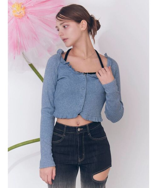 EATME（イートミー）の「ラッフルアンサンブル（Tシャツ/カットソー・レディース・ブルー/グレー/アイボリー・FREE）」の5枚目の写真